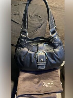 Y2K Coach Soho Madison Lynn Pleated Leather Hobo Black Shoulder Bag EUC 12”L